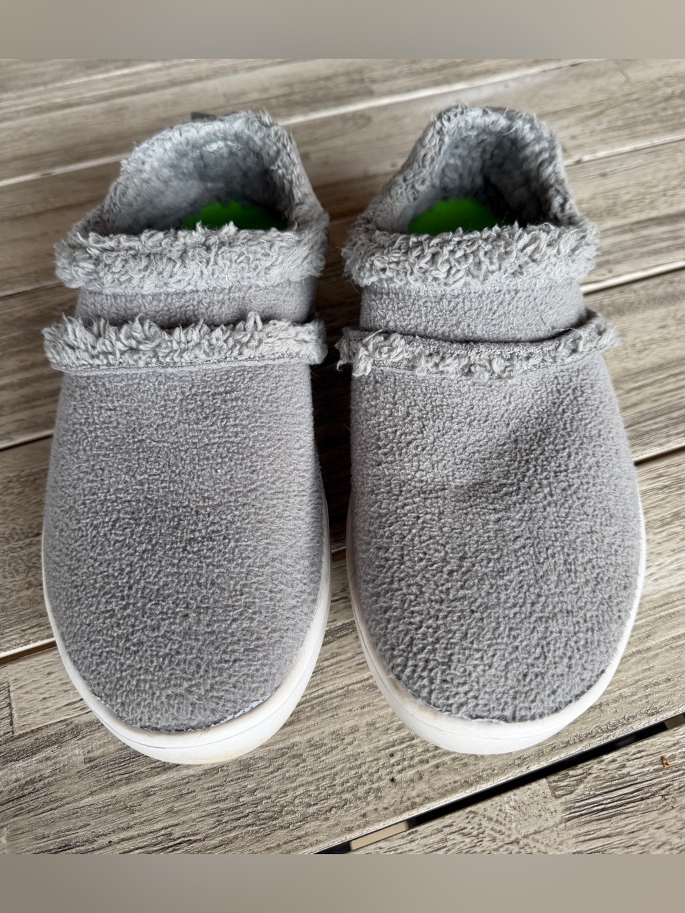 OOFOS OOcoozie Low Gray Sherpa Recovery Slip On Shoes Womens 9.5 Worn Twice - Picture 5 of 7